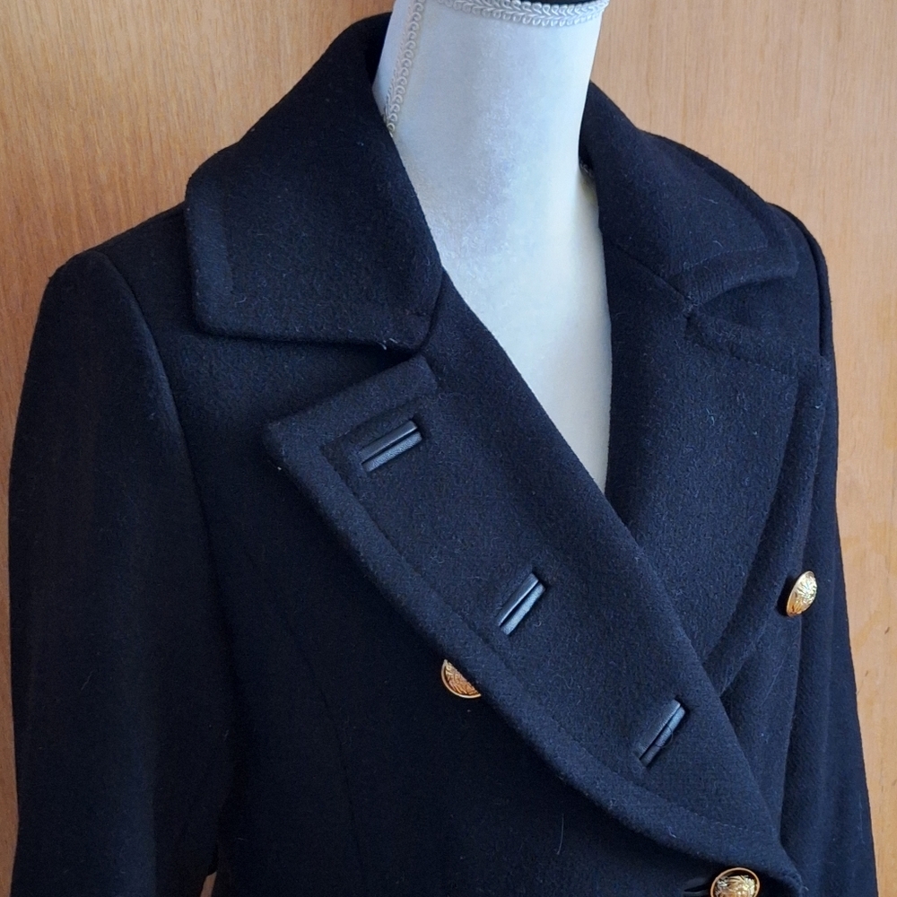 Trina Turk  Black Wool Blend Military Coat Size 2 - Picture 3 of 15